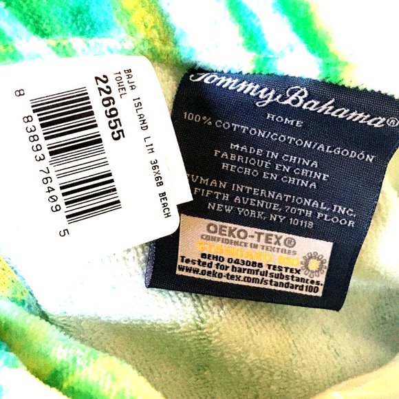 Tommy Bahama Palm Fronds Beach Towel Watercolor Blue Green Tropical Leaf 36x68 - Picture 8 of 10